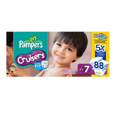 Pampers Cruisers Diapers, Size 7 (41+ lbs.), 88 ct.