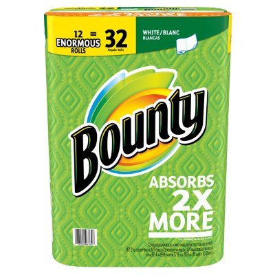 UPC 037000963646 product image for Bounty Enormous Paper Towels, White (107 sheets per roll, 12 ct.) | upcitemdb.com