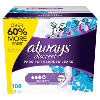 UPC 037000983026 product image for Always Discreet Incontinence Pads for Women, Moderate Absorbency (108 ct.) | upcitemdb.com