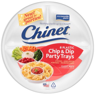8Pack Chip and Dip Plastic Party Platter Plate Trays
