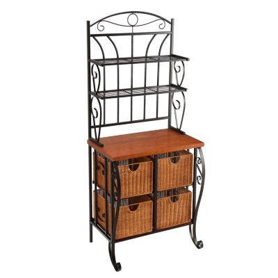 Iron and Wicker Baker's Rack