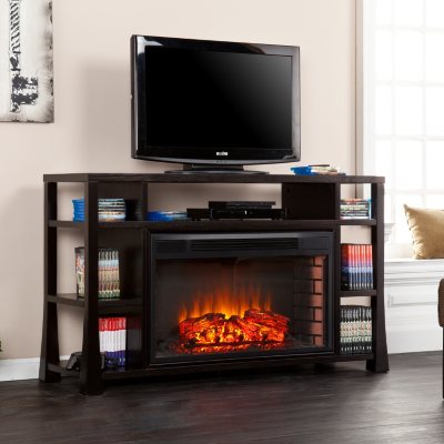 Angelino Media Console Fireplace - Ebony Stain