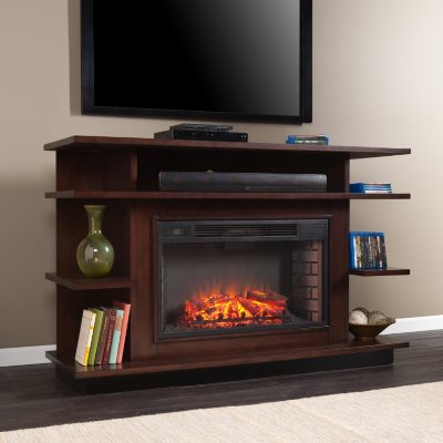 Sacramento Media Console Fireplace - Espresso/Ebony Stain
