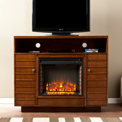 Graciella Media Console Fireplace - Dark Tobaco/Espresso
