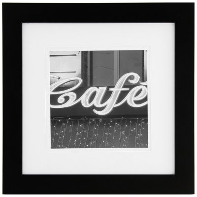 Gallery Solutions 12x12 Black Wood/White Mat to 5x5 Gallery Picture Frame