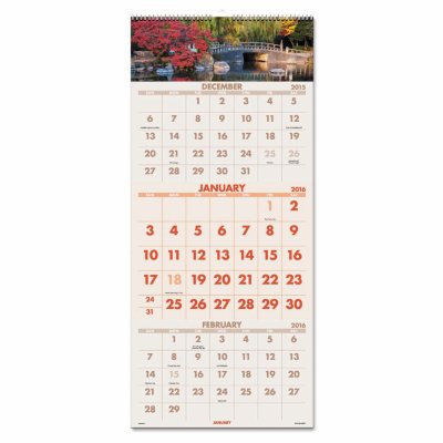 AT-A-GLANCE - Scenic Three-Month Wall Calendar, 12 1/4 x 27 -  2015-2017