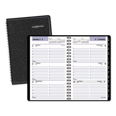 DayMinder - Weekly Appointment Book with Telephone/Address Section, 4 7/8 x 8, Black -  2016