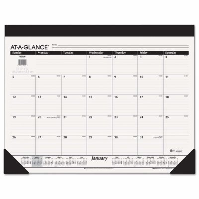AT-A-GLANCE - Monthly Refillable Desk Pad, 22 x 17, White -  2016