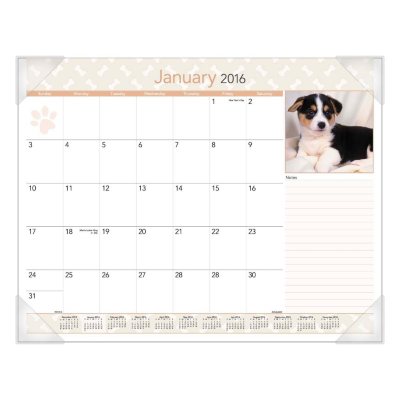 AT-A-GLANCE - Puppies Monthly Desk Pad Calendar, 22 x 17 -  2016