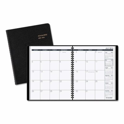 AT-A-GLANCE - Monthly Planner, 6 7/8 x 8 3/4, Black -  2015-2016