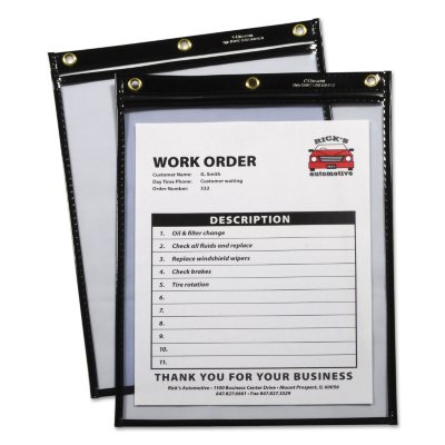 C-Line - Heavy-Duty Super Heavyweight Plus Shop Ticket Holders, Black, 12 x 9 -  15/BX