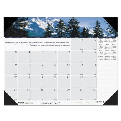 House of Doolittle - Mountains of the World Photographic Monthly Desk Pad Calendar, 22 x 17 -  2016