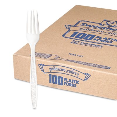 Solo Guildware Plastic Forks, Heavyweight, White, (1,000 ct.)