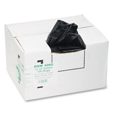Earthsense Commercial - Recycled Can Liners, 31-33gal, 1.65mil, 33 x 39, Black -  100/Carton