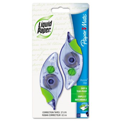 Paper Mate - Liquid Paper DryLine Grip Correction Tape, Non-Refillable, 1/5" x 335" - 2/Pack