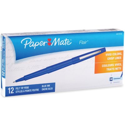 Paper Mate - Point Guard Flair Porous Point Stick Pen, Blue Ink, Medium - 12 Pens