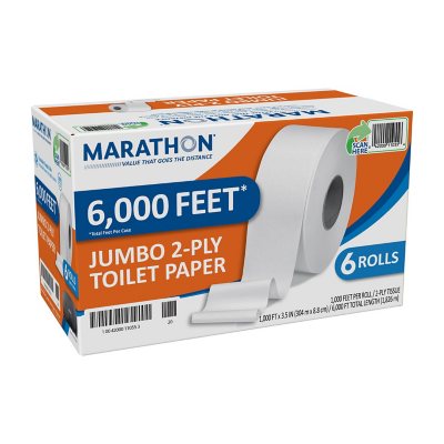 UPC 042000110556 product image for Marathon Jumbo Roll 2-Ply Toilet Paper, 1,000 Feet (6 rolls) | upcitemdb.com