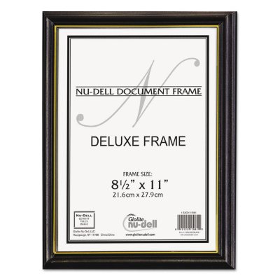 NuDell Value Pack Deluxe Wood Document Frames, 8.5 x 11, Black/Gold (18 ct.)