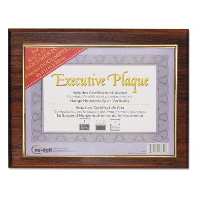 Nu-Dell Executive Plaque, Plastic, 13 x 10-1/2, Walnut
