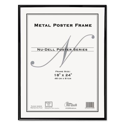 NuDell Metal Poster Frame, Plastic Face, 18 x 24, Black