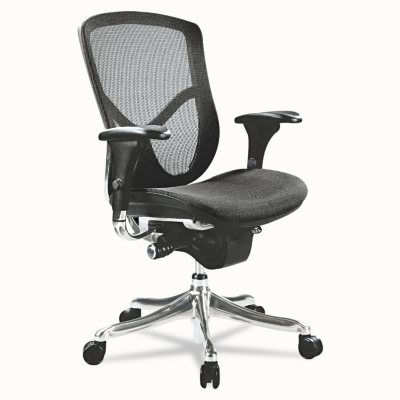 Alera EQ Series Ergonomic Multi-function Mid-Back Mesh Chair, Black/Aluminum