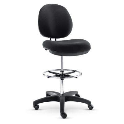 Alera - Interval Series Swivel Task Stool, PVC-Free Faux Leather, Black