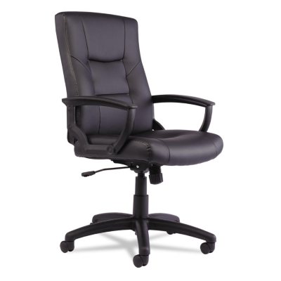 Alera YR Series Executive High-Back Leather Swivel/Tilt Chair, Black
