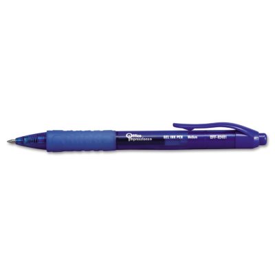 Office Impressions - Roller Ball Retractable Gel Pen, Blue Ink, Medium - 12 Pens