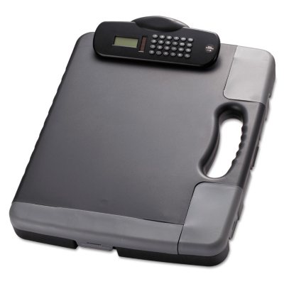 Officemate Portable Clipboard Storage Case with Calculator, Charcoal