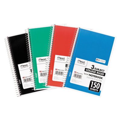 Mead College Ruled 3 Subject Spiral Notebook