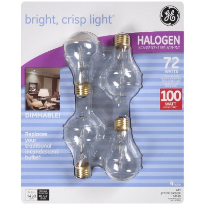 GE Halogen 72 Watt Incandescent Replacement Bulbs - 4 pk.