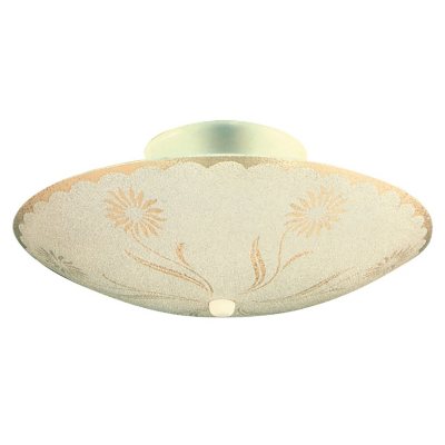 Hardware House 2-Light Round Ceiling Fixture - Floral White Glass