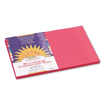 Pacon - Construction Paper, 58 lbs., 12 x 18 - Scarlet, 50 Sheets per Pack