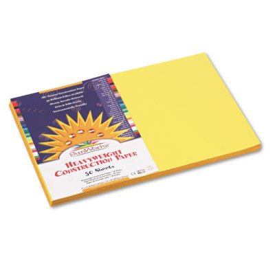 Pacon - Construction Paper, 58 lbs., 12 x 18 - Yellow, 50 Sheets per Pack