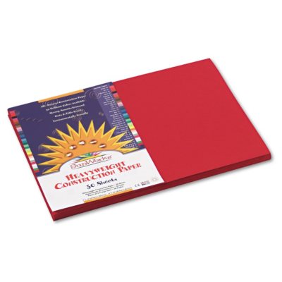 Pacon - Construction Paper, 58 lbs., 12 x 18 - Holiday Red, 50 Sheets per Pack