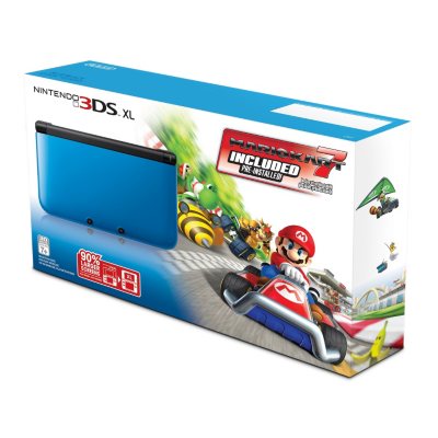 3DS XL Blue with Mario Kart 7