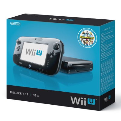 Wii U 32GB Black Deluxe Console w/ GamePad and Nintendo Land