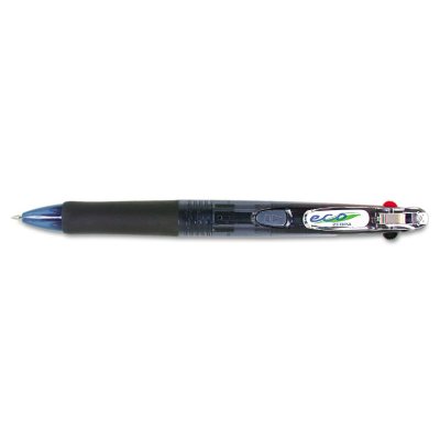 Zebra - Eco Clip-On 3-Color Ballpoint Retractable Pen, Black/Blue/Red Ink - Fine