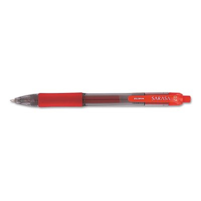 Zebra Sarasa Gel Roller Ball Retractable Pen - Medium Point - Red Ink - 12 Pack