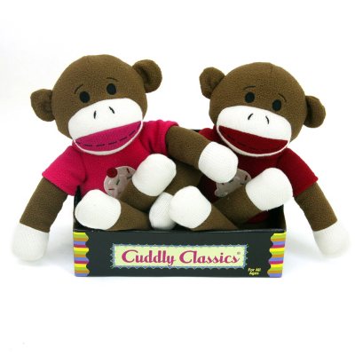 2 pk. Cuddly Classic Sock Animal - Monkeys