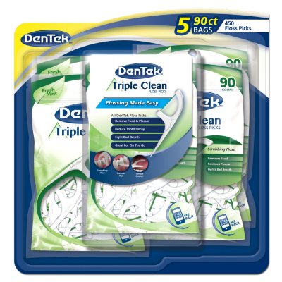 Dentek Triple Clean Floss Picks - 90 ct. Bags - 5 pk.