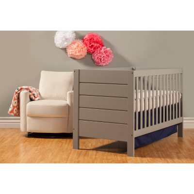 Babymod Modena 3-in-1 Convertible Crib with Toddler Bed Conversion Kit- Grey