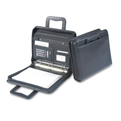 Samsill Vinyl Multi-Ring Zippered Portfolio, Two-Part, 2" Cap, Black