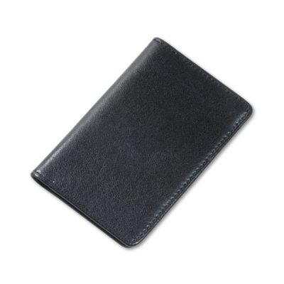 Samsill Regal Leather Business Card Wallet Holds (25) 2" x 3 1/2" Cards, Black