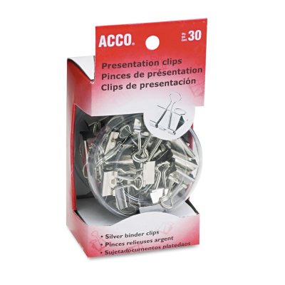 ACCO - Presentation Clips - Assorted Sizes - Steel/Nickel - 30 Pieces
