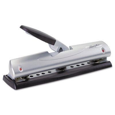 Swingline - EasyView LightTouch Three-Hole Punch, 12-Sheet Capacity - Silver/Black