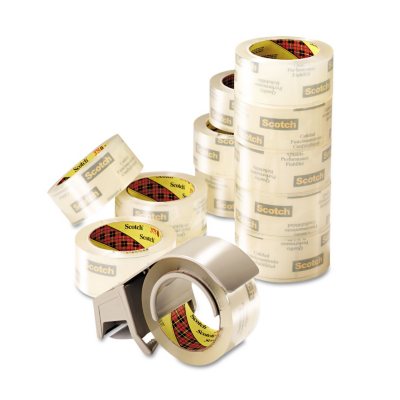 Scotch - 3750 Commercial Packaging Tape, 1.88" x 54.6YD - 12 Rolls w/Dispenser