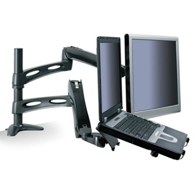 3M Adjustable Desk Monitor/Notebook Arm, 20 lbs, Black