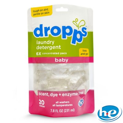 Dropps - Baby Laundry Detergent Pacs, Scent, Dye + Enzyme Free - 60 Loads