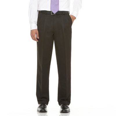 Mens Microfiber Expander Black Dress Slacks 